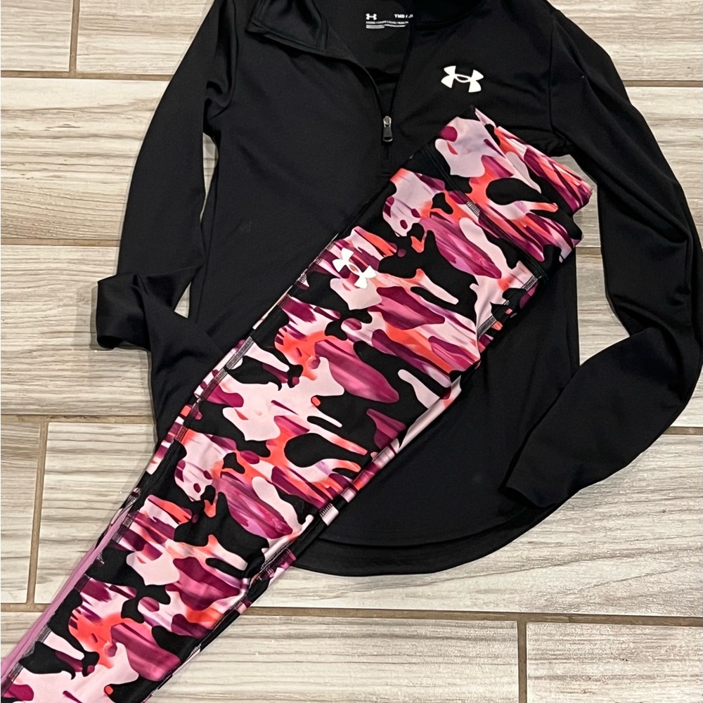 Under Armour Black Top with Pink Camo Leggings